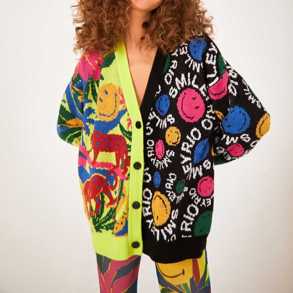 Mixed Prints Smiley® Cardigan - Picture 1 of 2